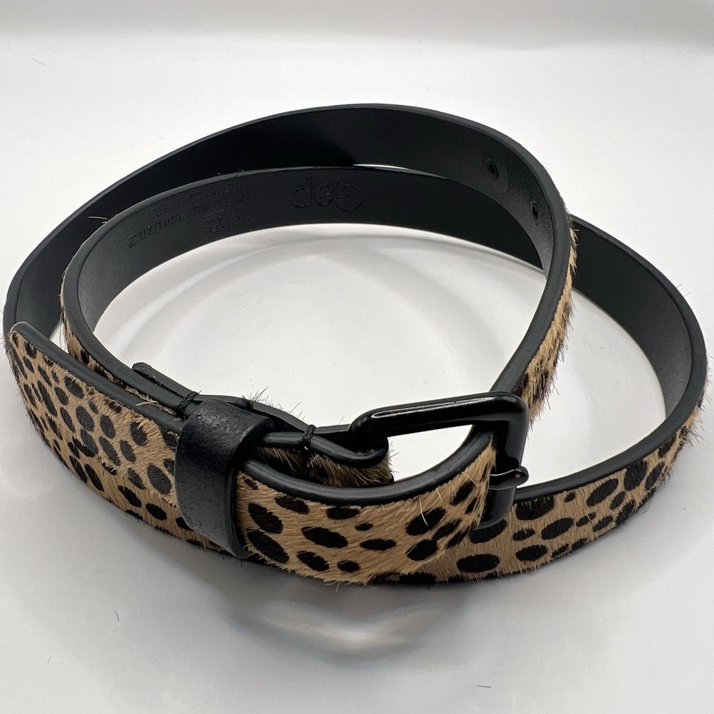 Gap Genuine Leather Hair Belt XS Cheetah Print Belt Stackable Mob Wife‎ Boho